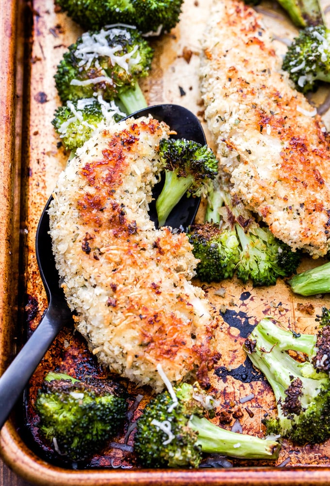 Sheet-Pan-Parmesan-Crusted-Chicken-Broccoli Easy Weeknight Dinners